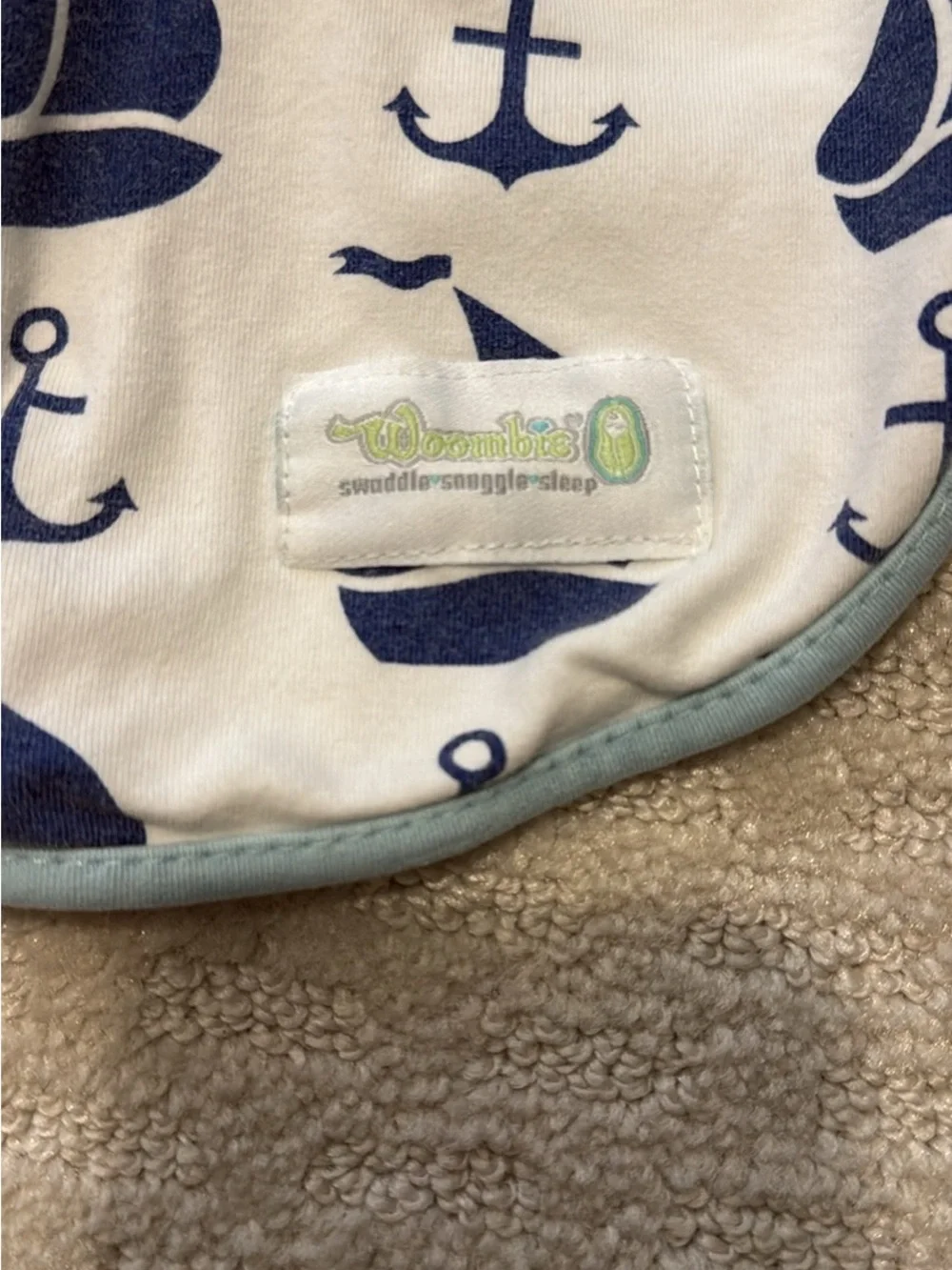 Woombie Nautical Sailboat Anchor Swaddle Sleep Sack 0-3 Months Cotton
